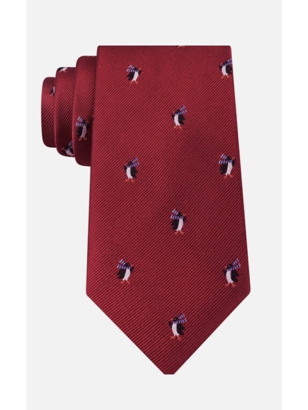 TOMMY HILFIGER Red Penguin Club Scarf Silk Twill Christmas Winter Tie New
